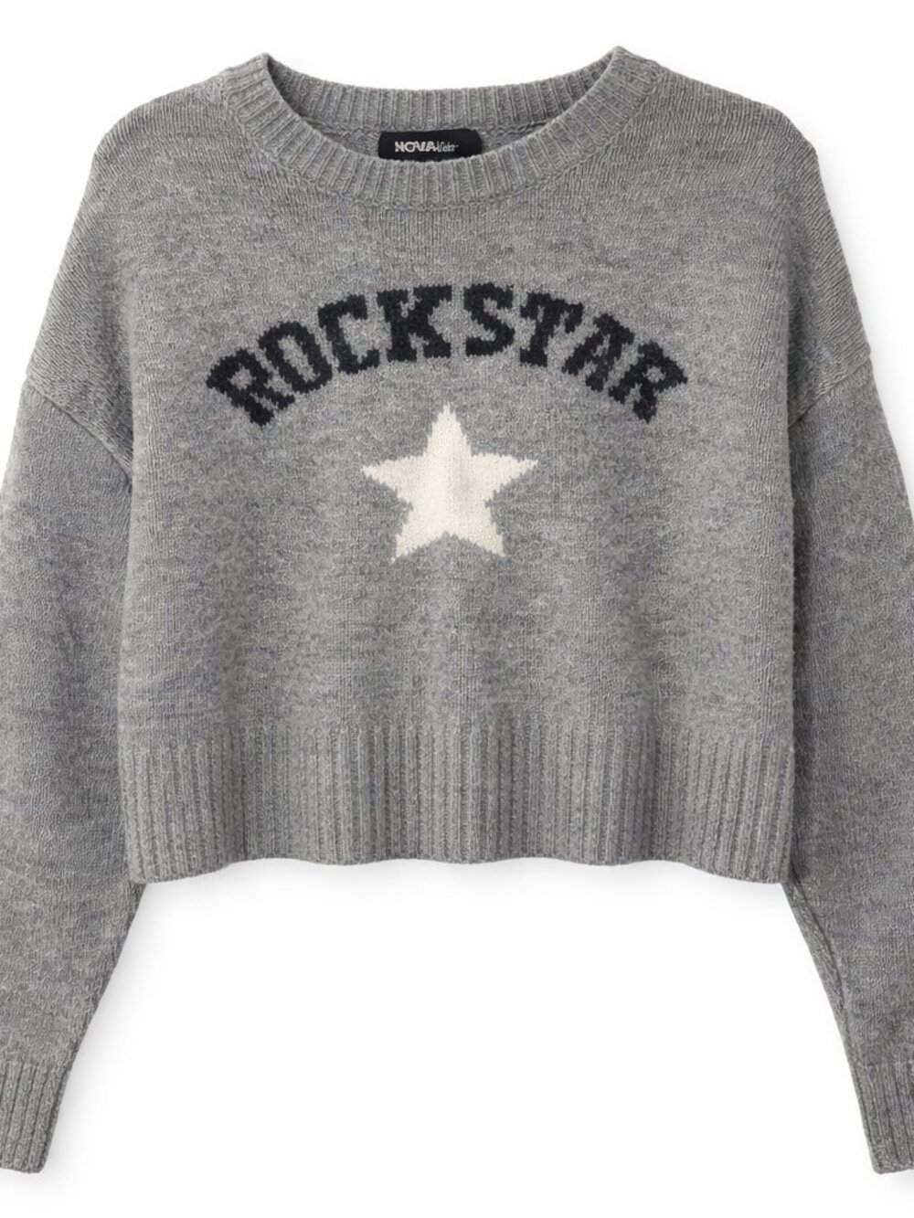 Nova Kids Girls Rockstar Gray Knit Sweater Size M 10-12